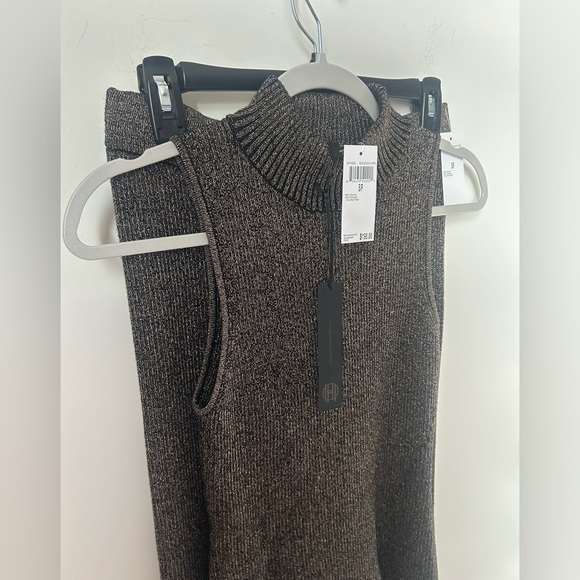 HoH1960 Bronze Metallic Black Knit Dress Top & Flare Pant Set - Picture 3 of 5